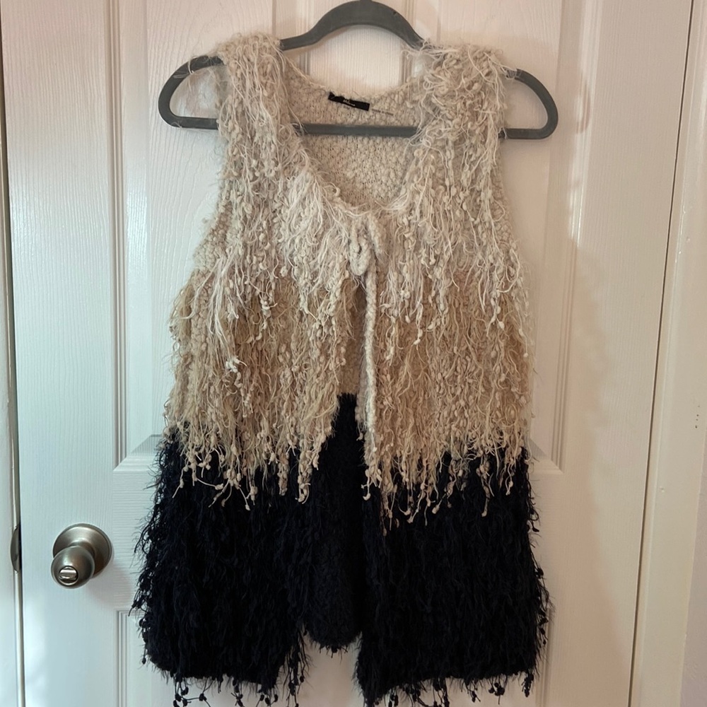 Milano Shaggy Vest, Color Block, Size S/M